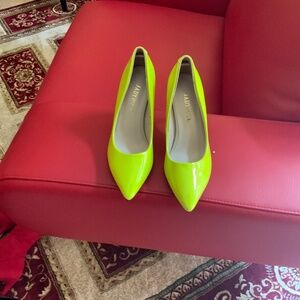 Patent leather lime green heels